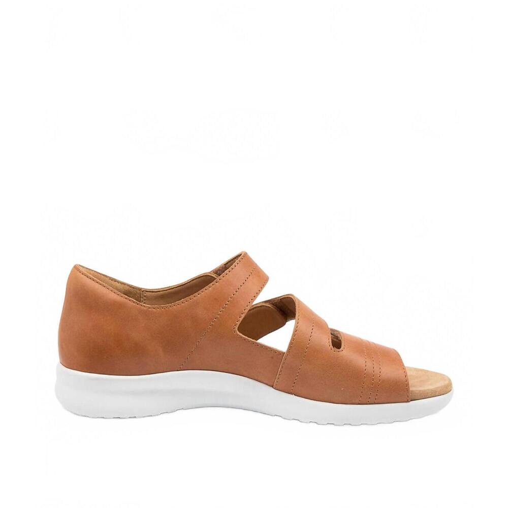 NEW ZIERA women's bardot sandals - extra wide in tan/white